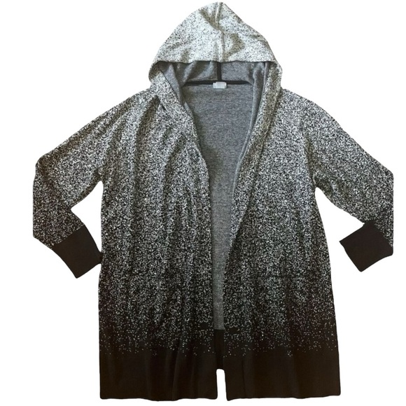 ZENERGY Cotton Cashmere Ombre Cardi Sweater Jacket in Black/Ecru Size 1 (M / 8) - Picture 1 of 7